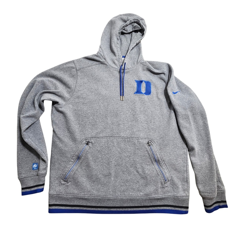 Nike Duke Blue Devils Hoodie Mens XL Gray Elite Basketball Pullover 25312X-DK5 *